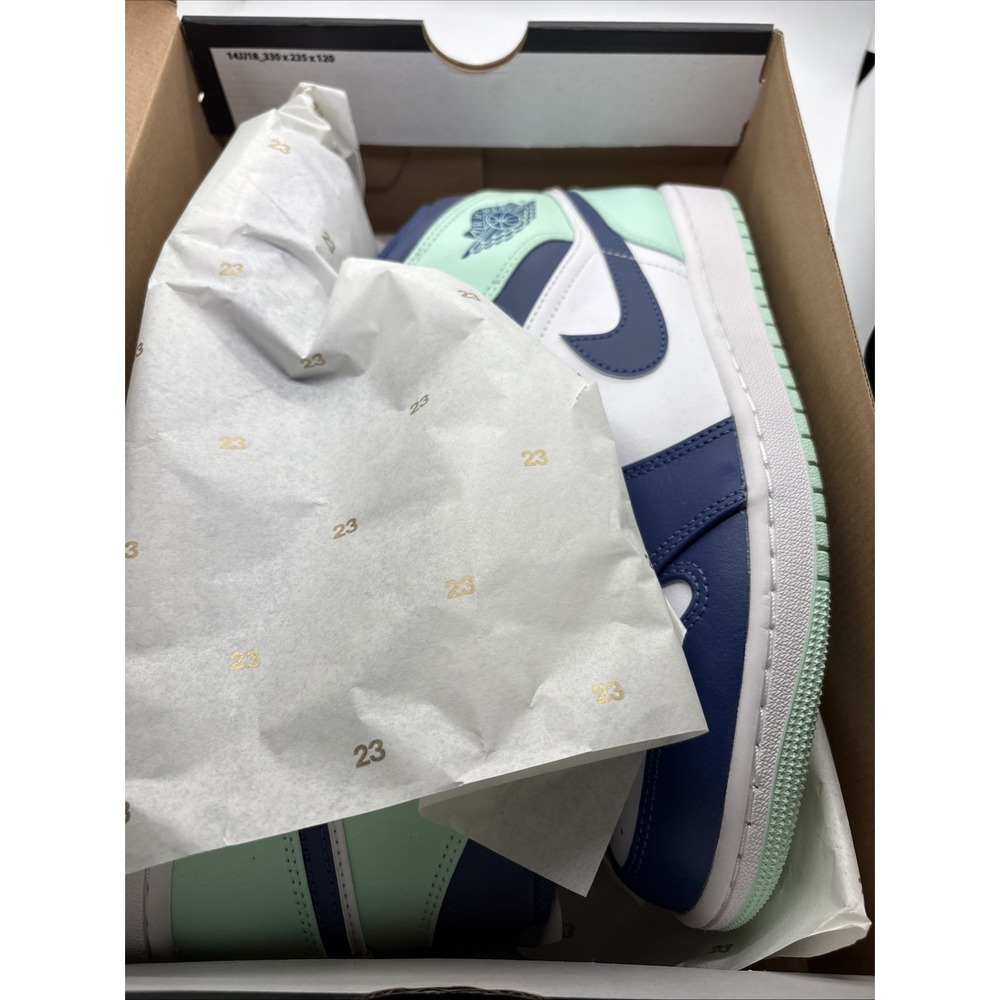 Nike Jordan 1 Mid Mystic Navy Mint Foam Sneakers 554724-413 nby Mens Size 10.5